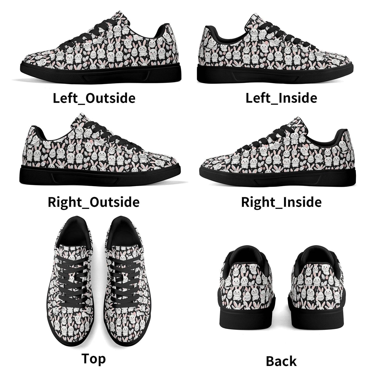 Cute Bunny Adult Lightweight Brand Low Top Leather Shoes - DeRose Seasonal