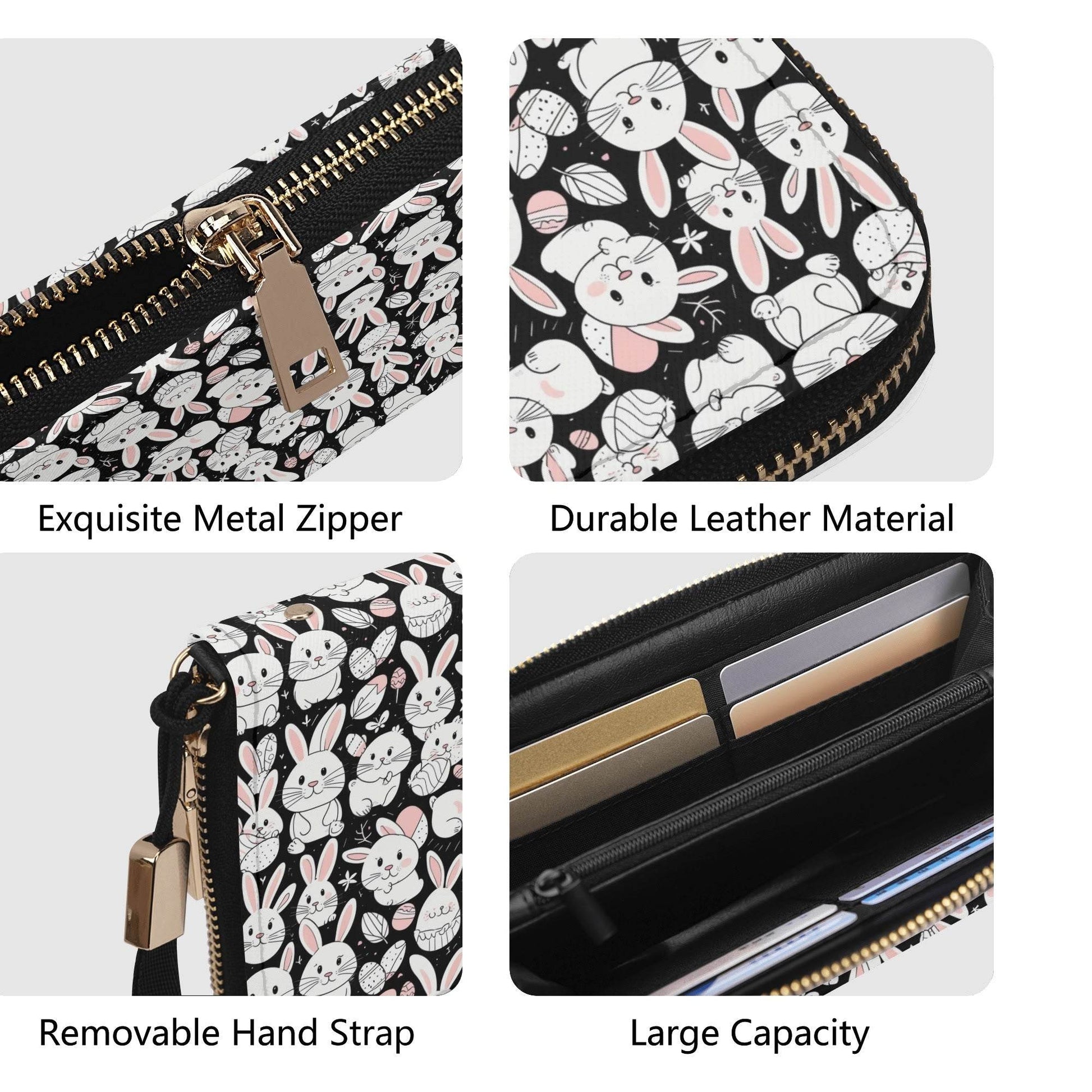 Cute Bunny Leather Women's Zipper Wristlet Wallet - DeRose Seasonal