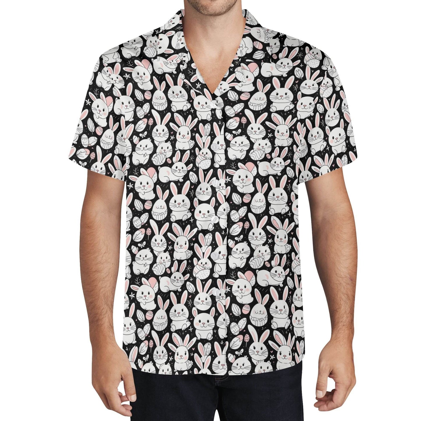 Cute Bunny Men's Casual Hawaiian Shirt - DeRose Seasonal