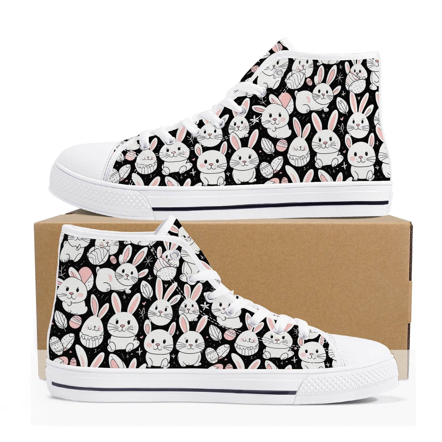 Cute Bunny Men's High Top Canvas Shoes - DeRose Seasonal