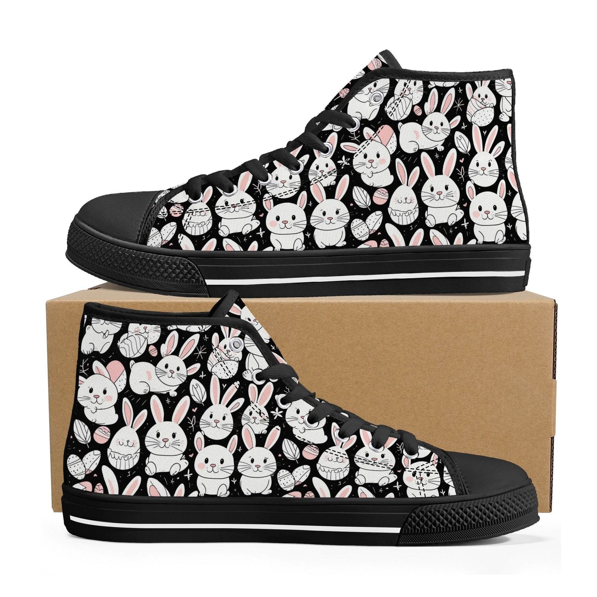 Cute Bunny Men's High Top Canvas Shoes - DeRose Seasonal
