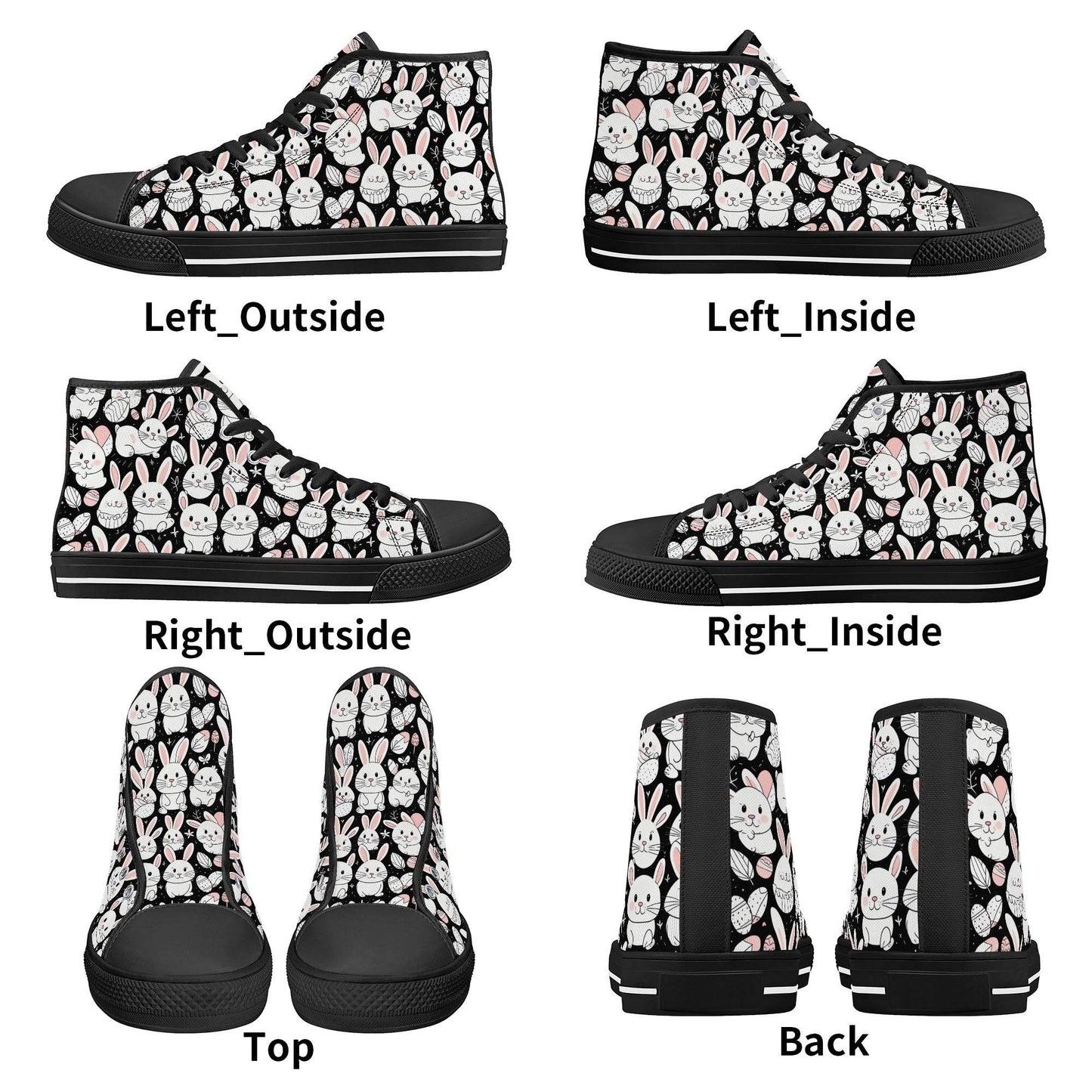 Cute Bunny Men's High Top Canvas Shoes - DeRose Seasonal