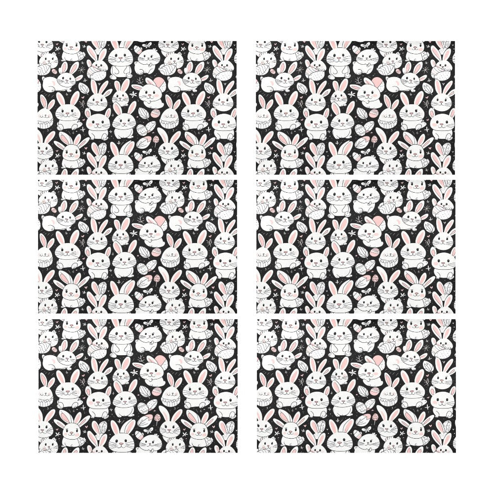 Cute Bunny Table Placemat (set of 6) Placemats 12" x 18" (Set of 6) DeRose Seasonal