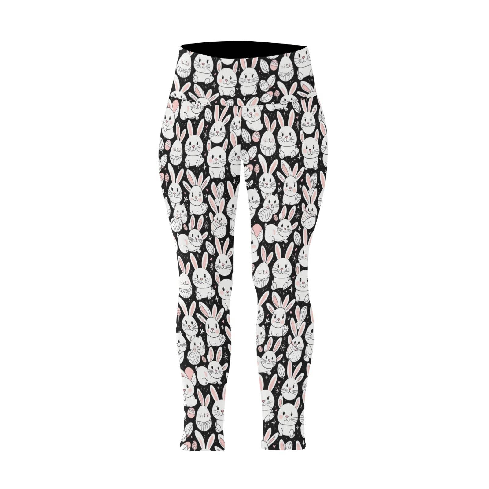 Cute Bunny Women's Plus Size High Waited Leggings Women's High Waist Leggings(Plus Size)(ModelL45) - DeRose Seasonal