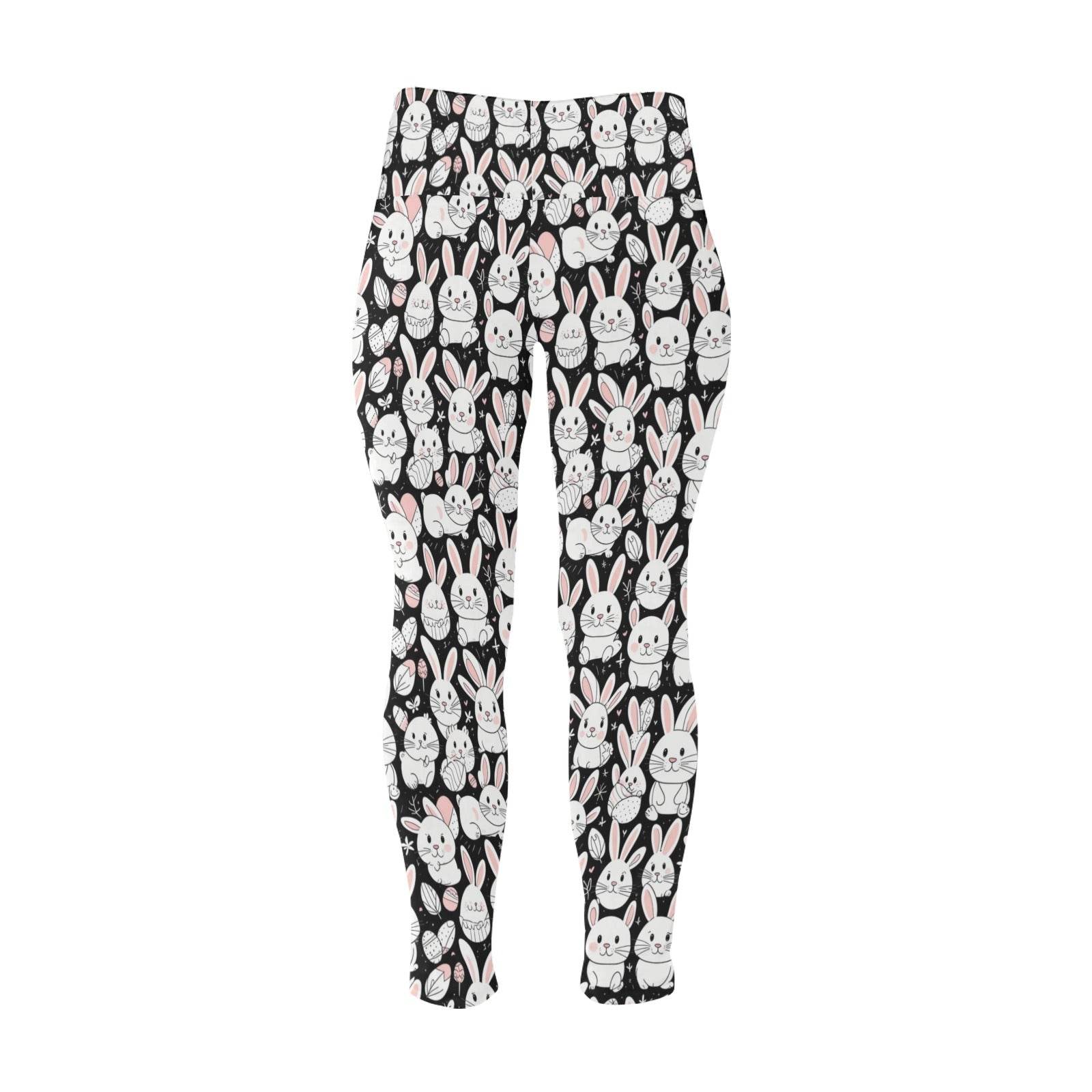 Cute Bunny Women's Plus Size High Waited Leggings Women's High Waist Leggings(Plus Size)(ModelL45) - DeRose Seasonal