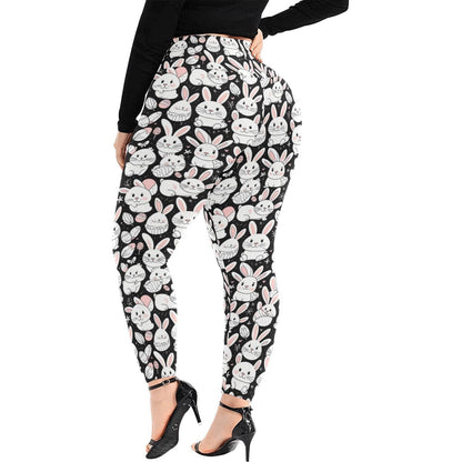 Cute Bunny Women's Plus Size High Waited Leggings Women's High Waist Leggings(Plus Size)(ModelL45) - DeRose Seasonal