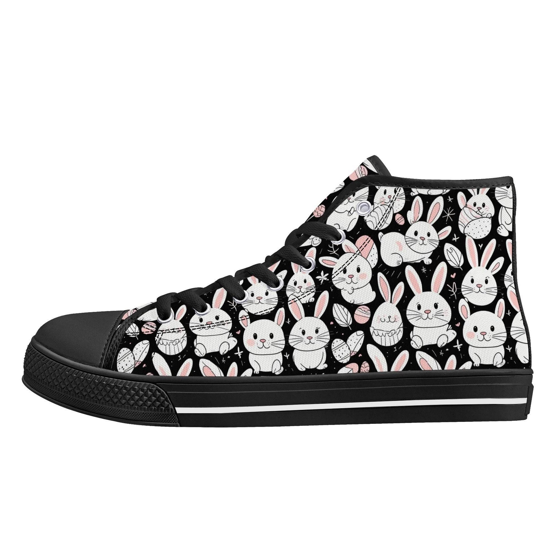 Cute Bunny Women's High Top Canvas Shoes - DeRose Seasonal