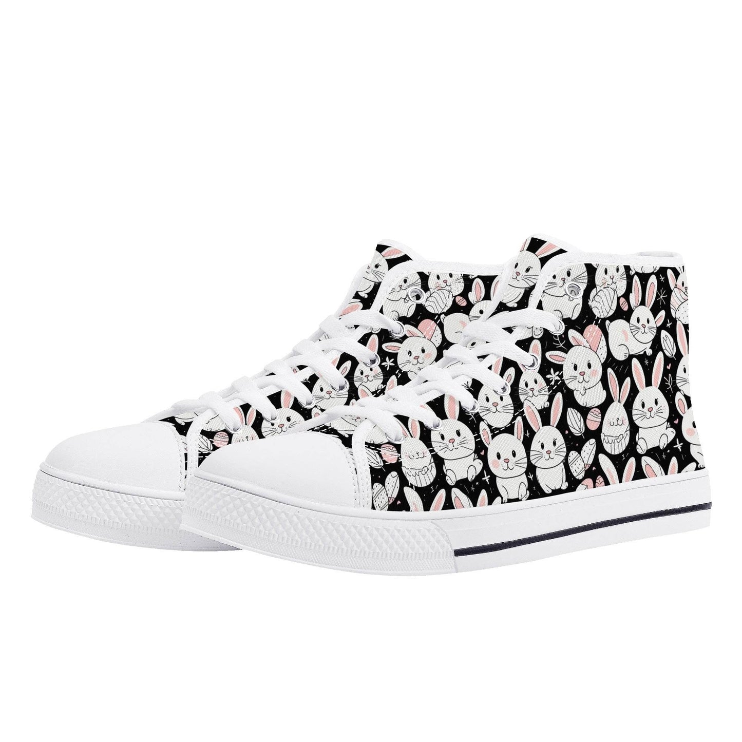 Cute Bunny Women's High Top Canvas Shoes - DeRose Seasonal