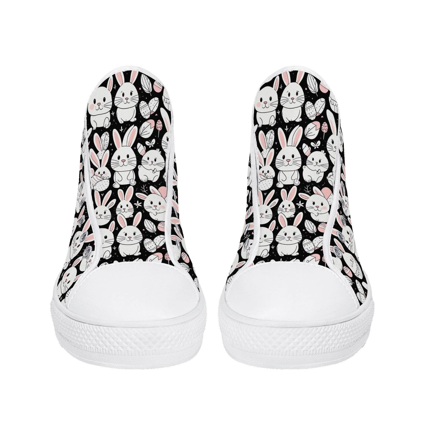 Cute Bunny Women's High Top Canvas Shoes - DeRose Seasonal