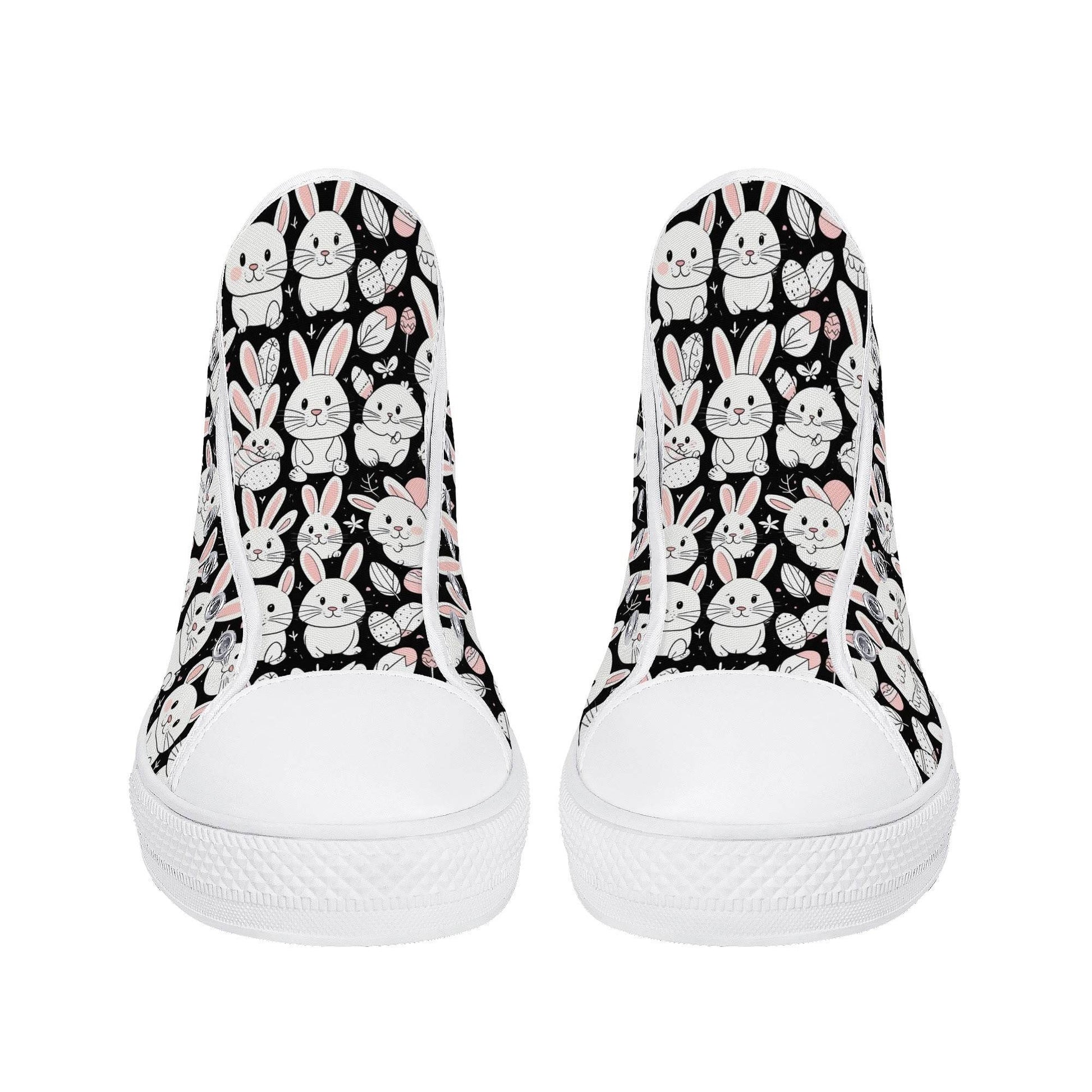 Cute Bunny Women's High Top Canvas Shoes - DeRose Seasonal