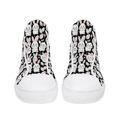 Cute Bunny Women's High Top Canvas Shoes - DeRose Seasonal