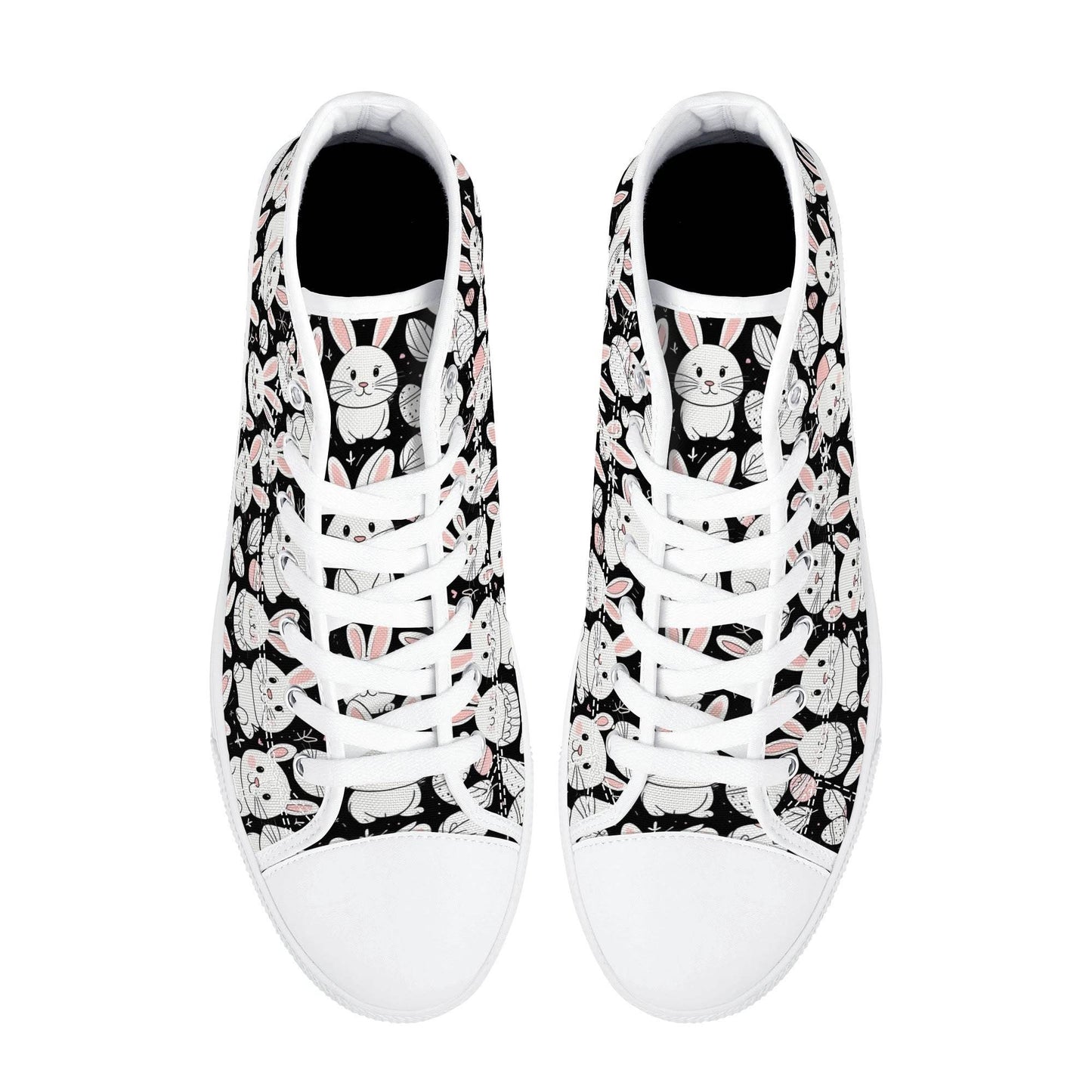 Cute Bunny Women's High Top Canvas Shoes - DeRose Seasonal