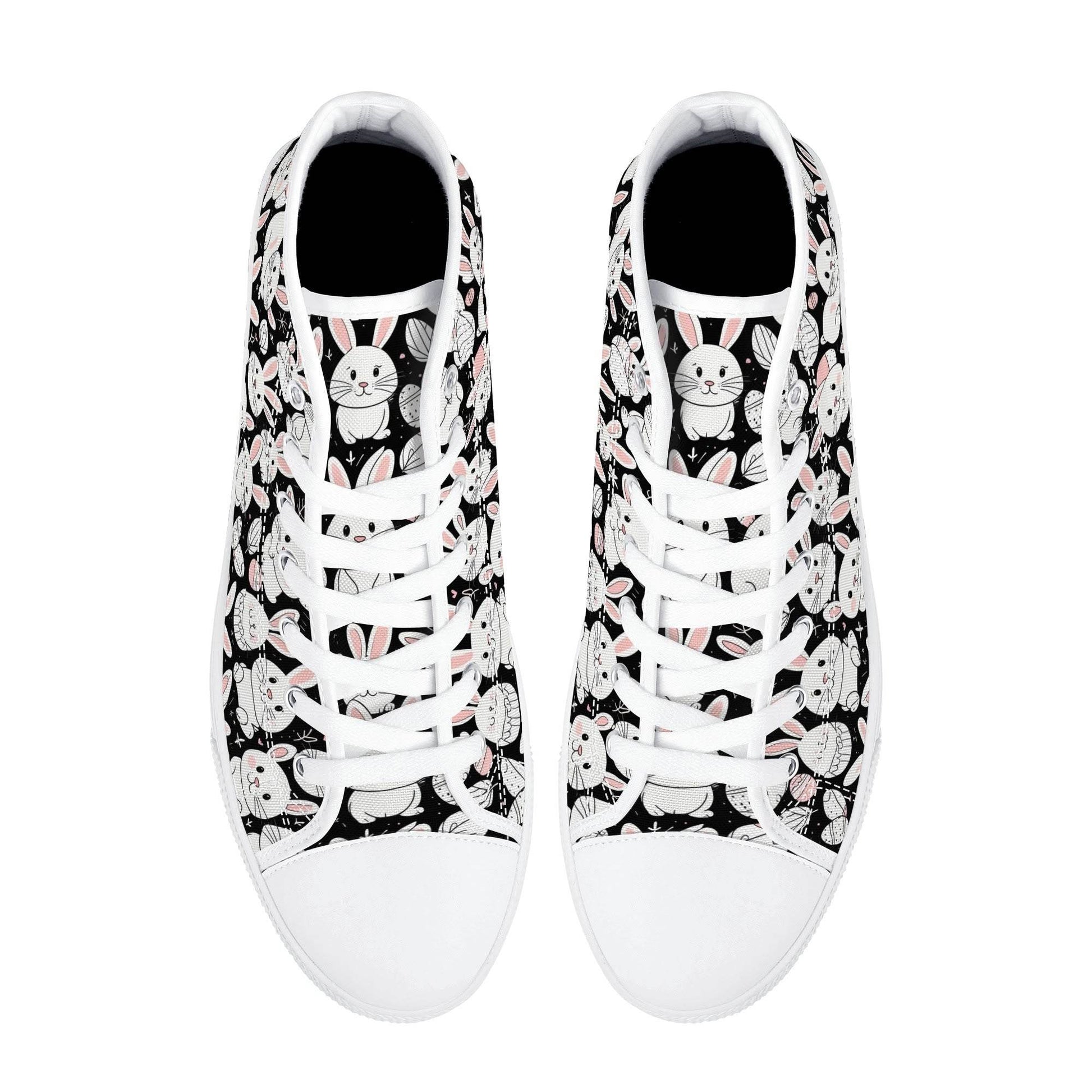 Cute Bunny Women's High Top Canvas Shoes - DeRose Seasonal