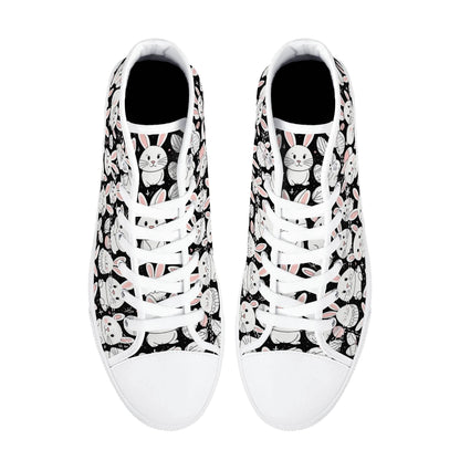 Cute Bunny Women's High Top Canvas Shoes - DeRose Seasonal
