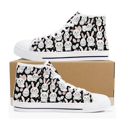 Cute Bunny Women's High Top Canvas Shoes - DeRose Seasonal