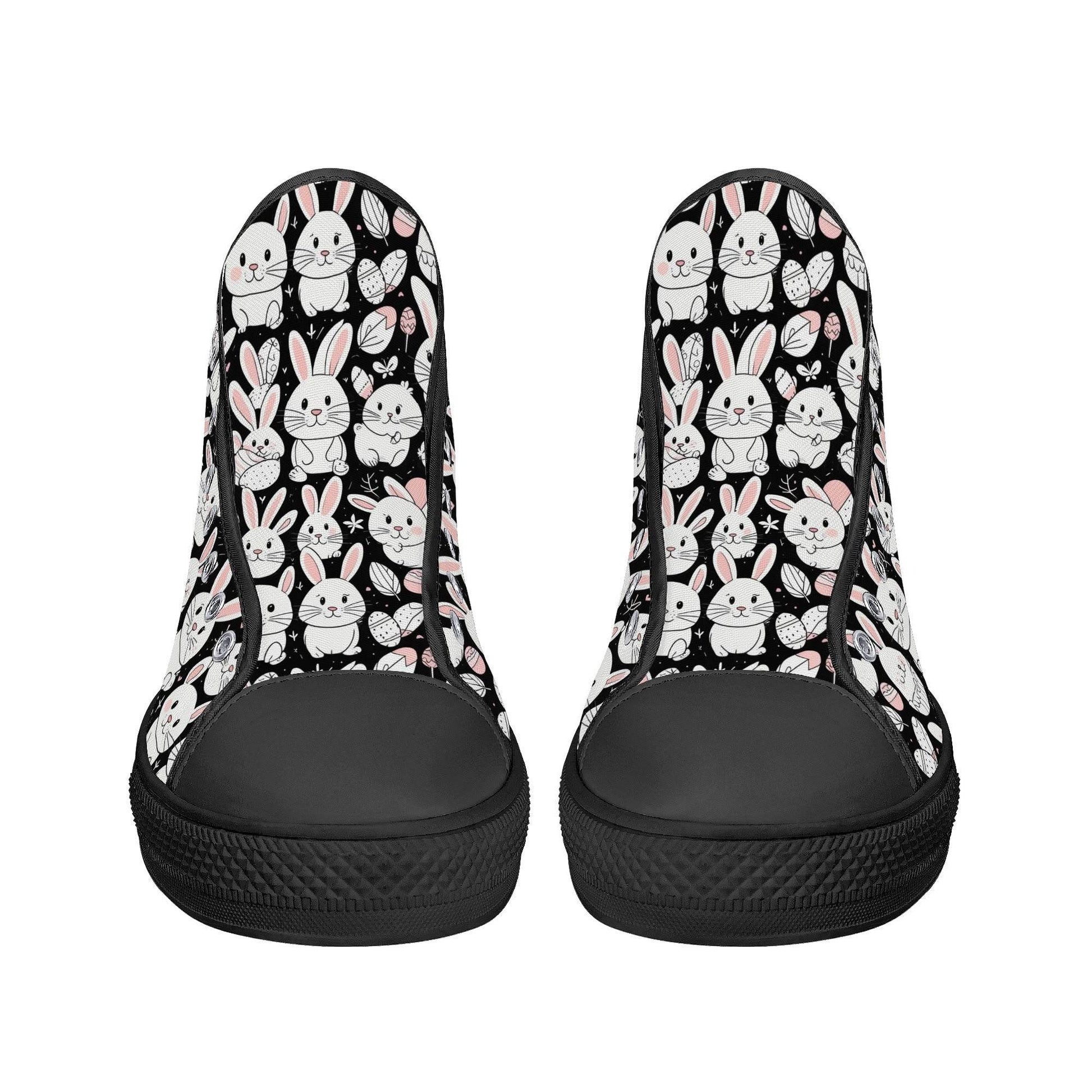Cute Bunny Women's High Top Canvas Shoes - DeRose Seasonal