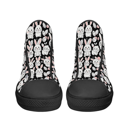 Cute Bunny Women's High Top Canvas Shoes - DeRose Seasonal