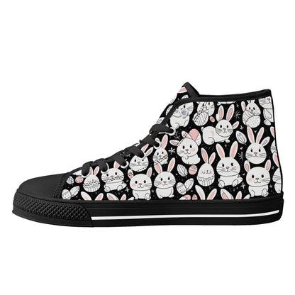 Cute Bunny Women's High Top Canvas Shoes - DeRose Seasonal