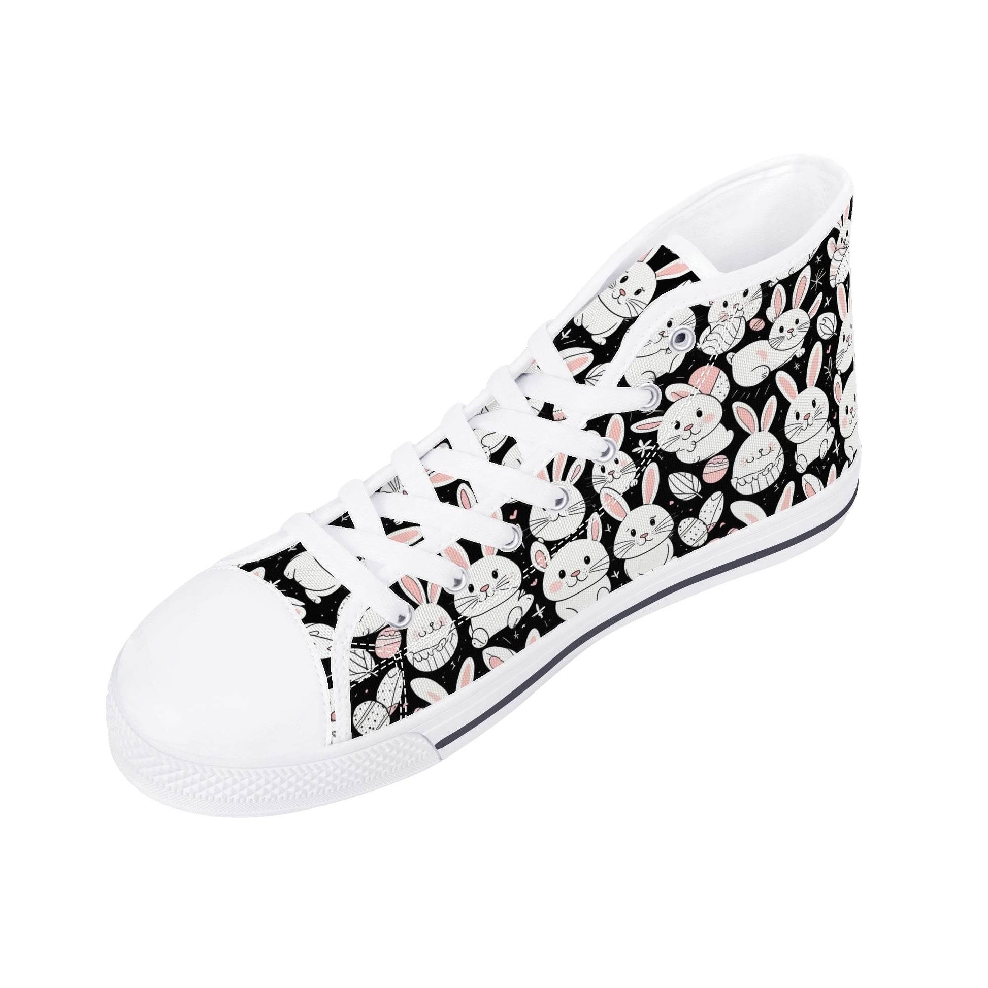 Cute Bunny Women's High Top Canvas Shoes - DeRose Seasonal