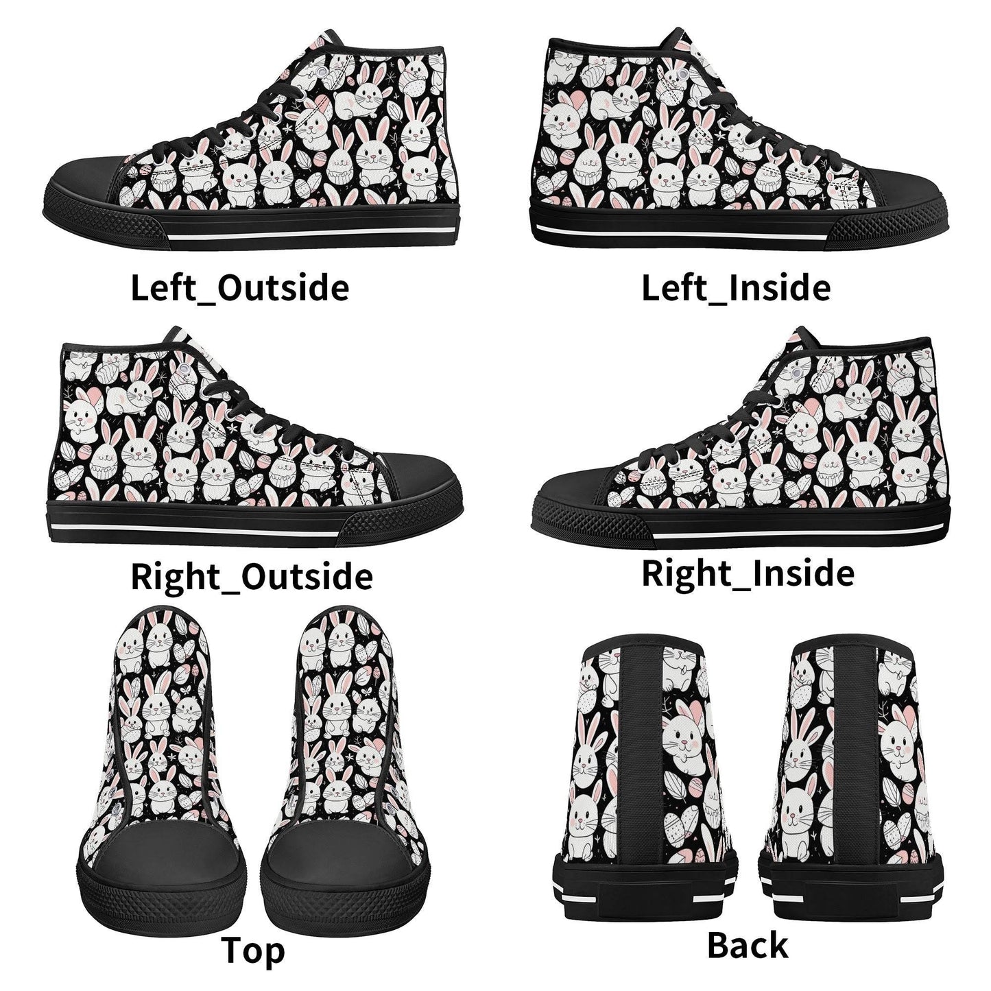 Cute Bunny Women's High Top Canvas Shoes - DeRose Seasonal
