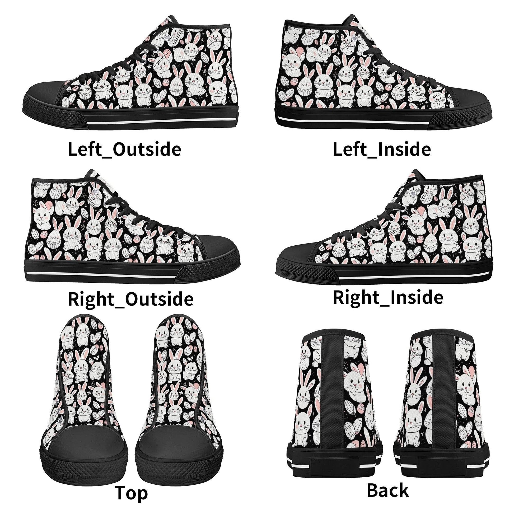 Cute Bunny Women's High Top Canvas Shoes - DeRose Seasonal