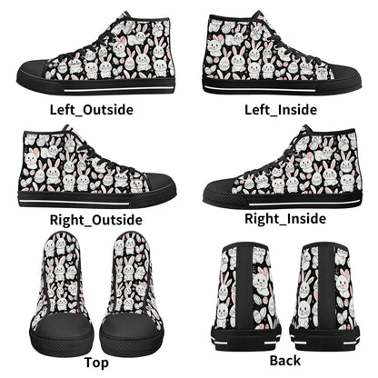 Cute Bunny Women's High Top Canvas Shoes - DeRose Seasonal