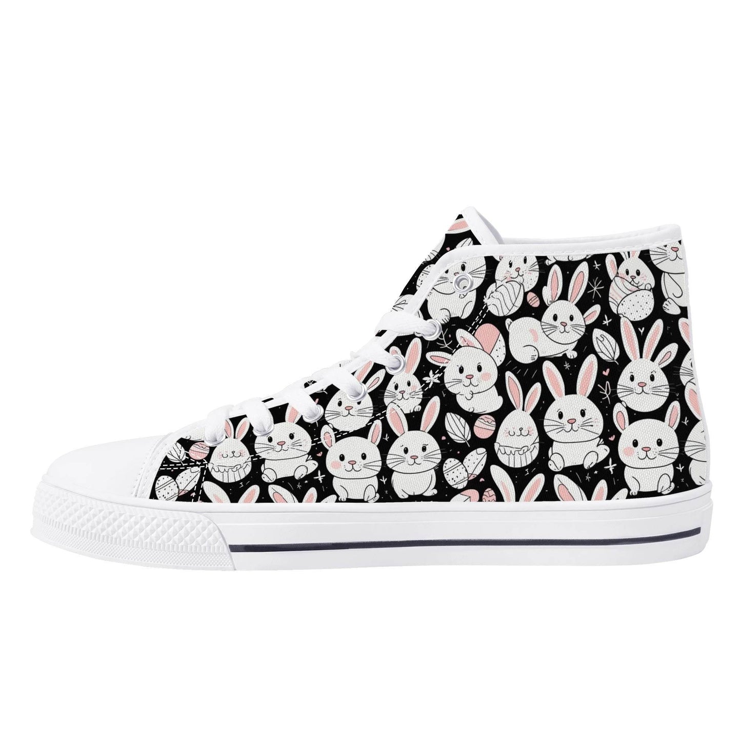 Cute Bunny Women's High Top Canvas Shoes - DeRose Seasonal