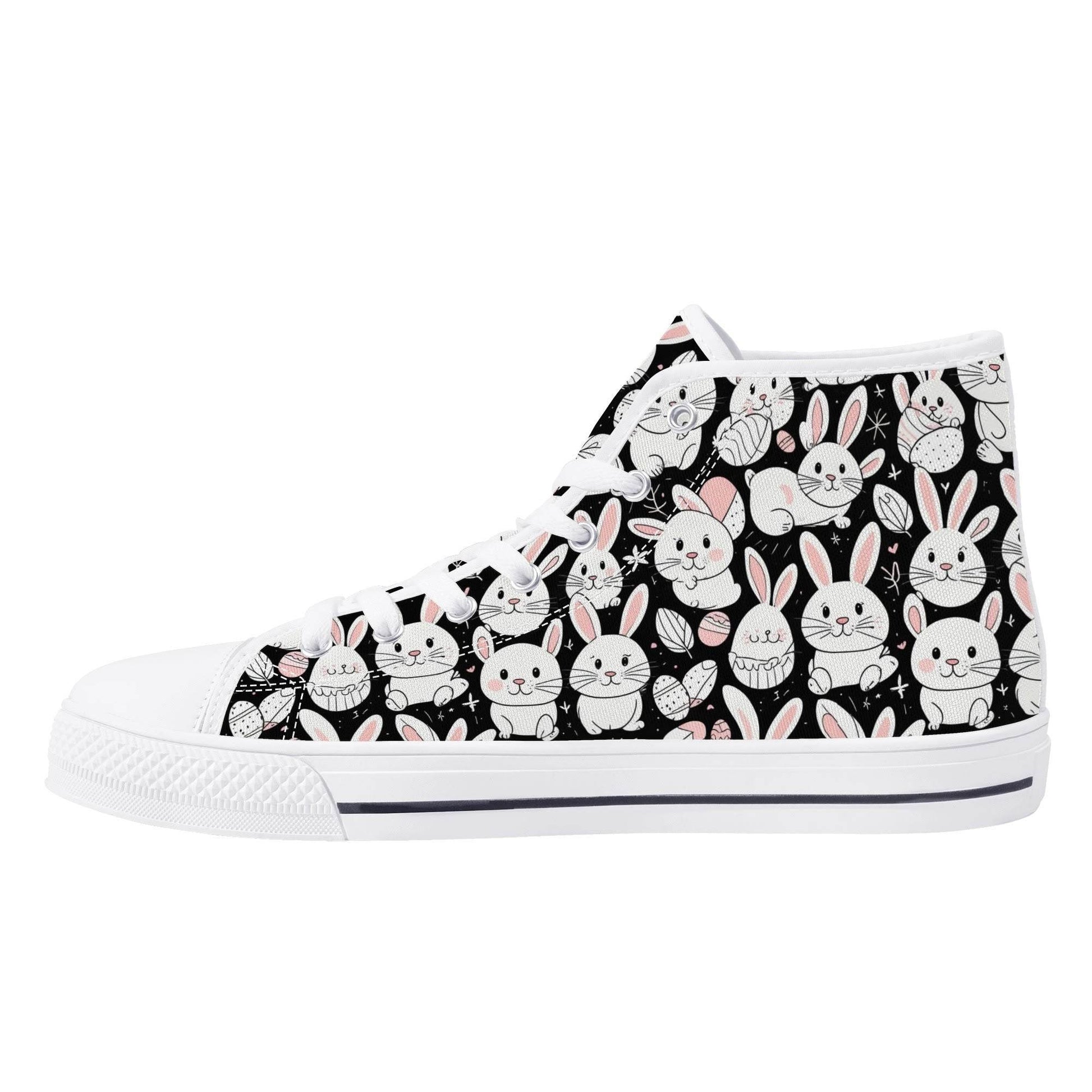 Cute Bunny Women's High Top Canvas Shoes - DeRose Seasonal