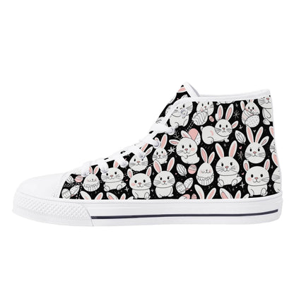 Cute Bunny Women's High Top Canvas Shoes - DeRose Seasonal