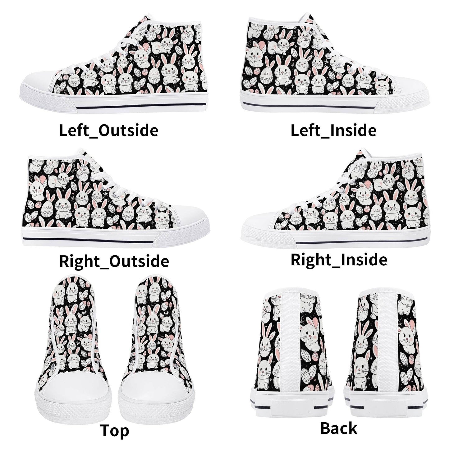 Cute Bunny Women's High Top Canvas Shoes - DeRose Seasonal