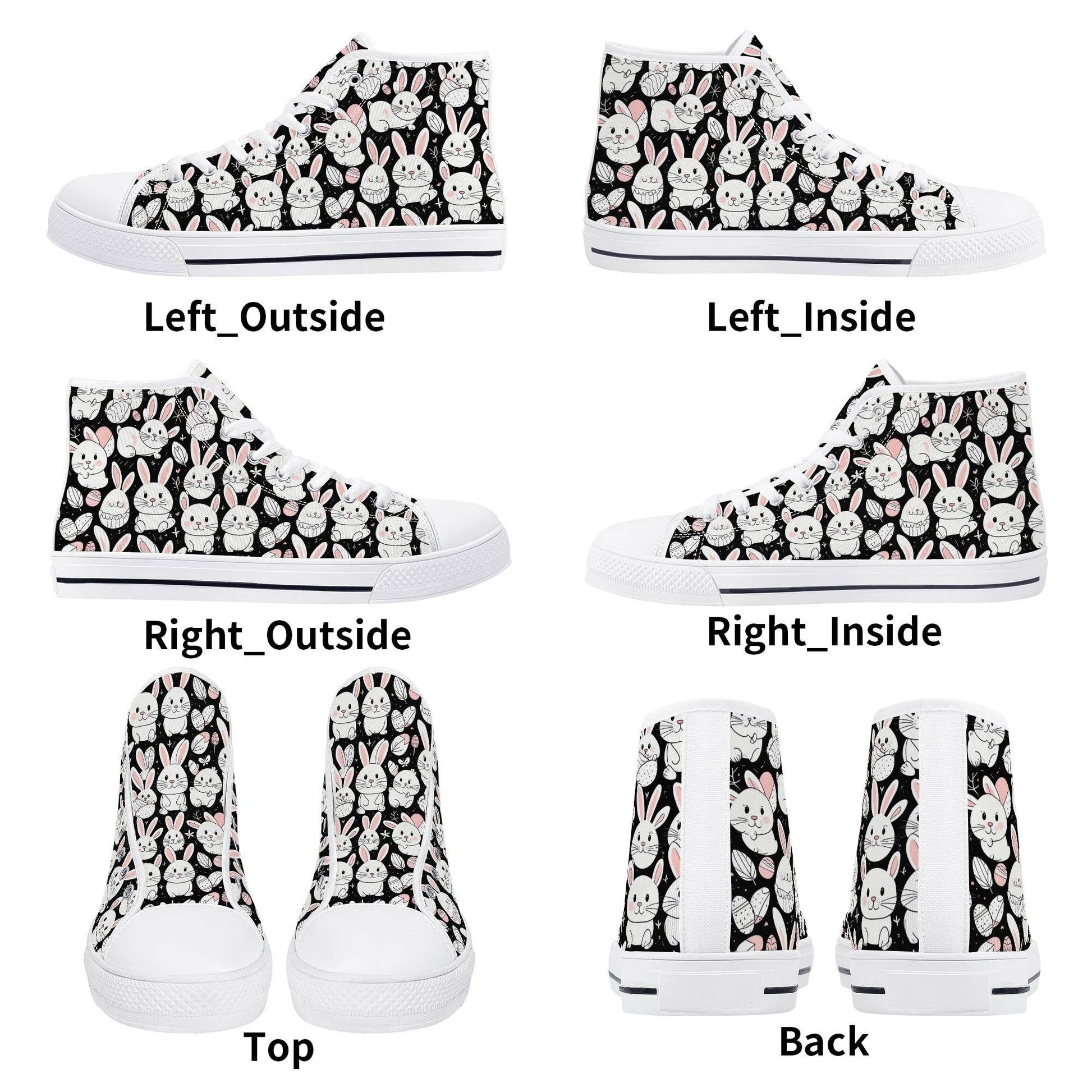 Cute Bunny Women's High Top Canvas Shoes - DeRose Seasonal