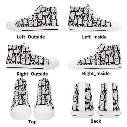Cute Bunny Women's High Top Canvas Shoes - DeRose Seasonal