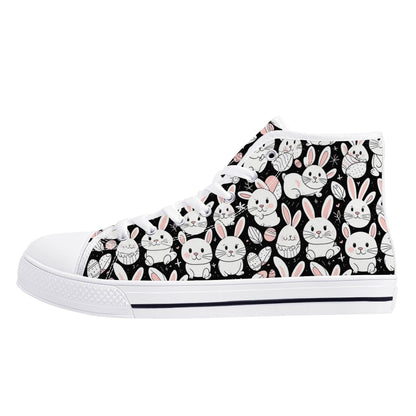Cute Bunny Women's High Top Canvas Shoes - DeRose Seasonal