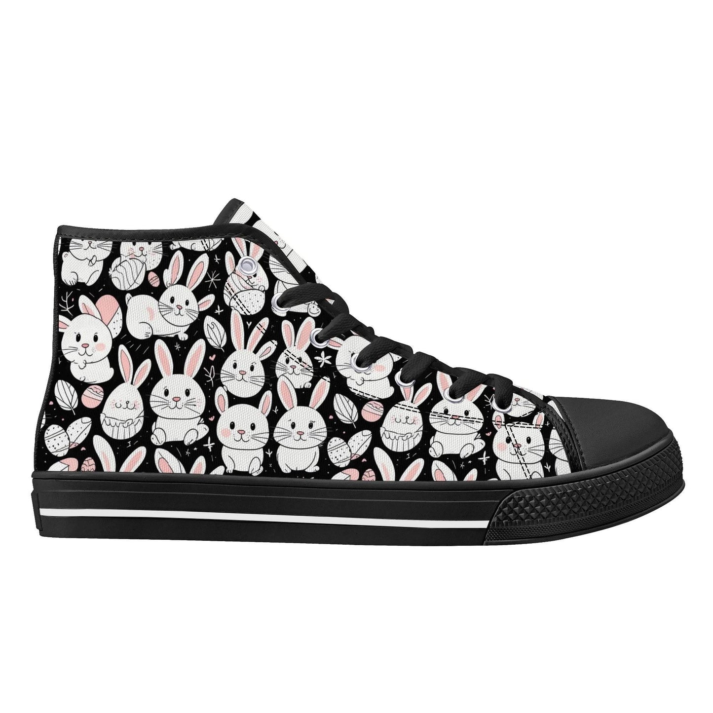 Cute Bunny Women's High Top Canvas Shoes - DeRose Seasonal