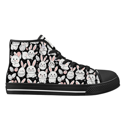 Cute Bunny Women's High Top Canvas Shoes - DeRose Seasonal