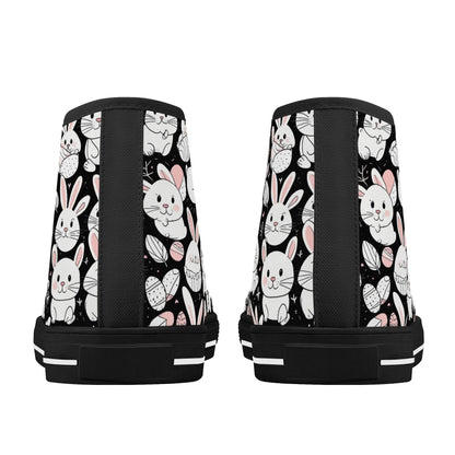 Cute Bunny Women's High Top Canvas Shoes - DeRose Seasonal