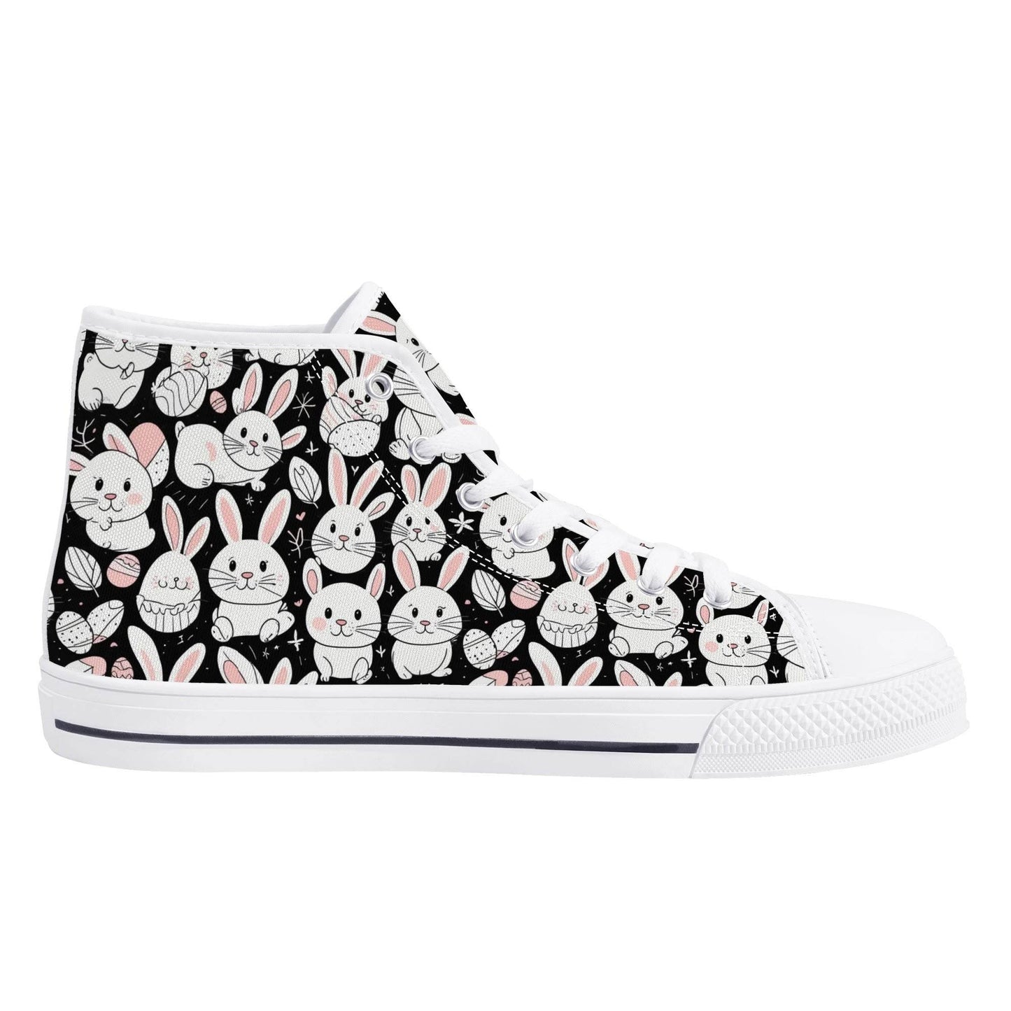 Cute Bunny Women's High Top Canvas Shoes - DeRose Seasonal
