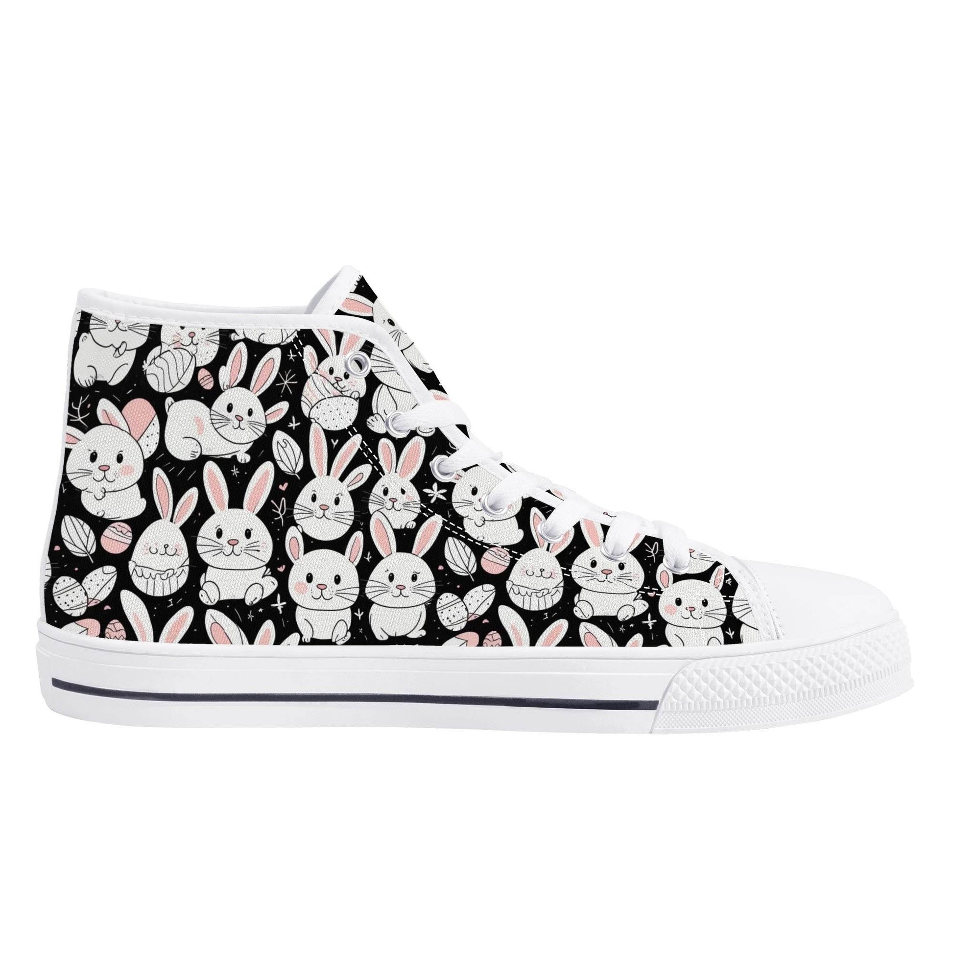 Cute Bunny Women's High Top Canvas Shoes - DeRose Seasonal