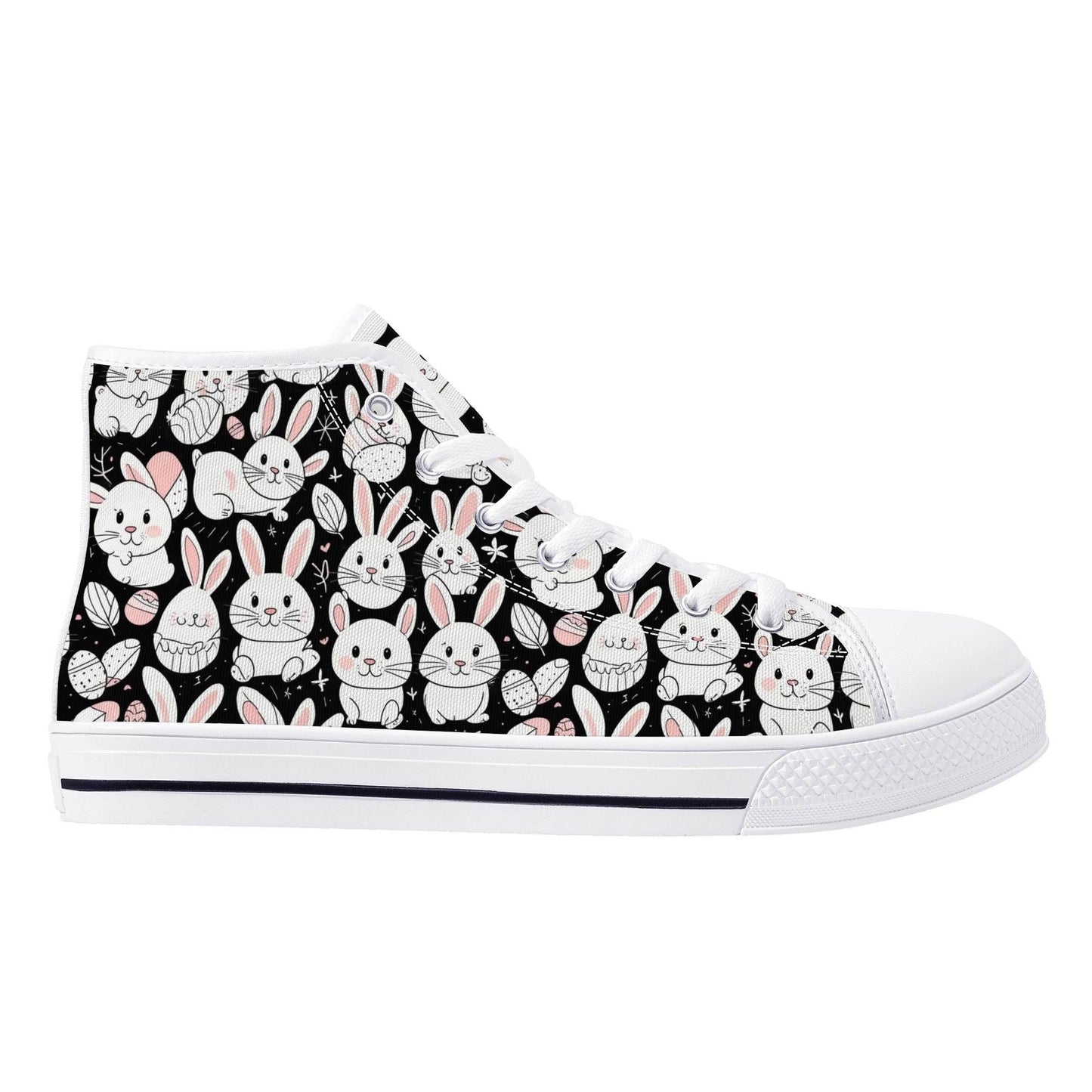 Cute Bunny Women's High Top Canvas Shoes - DeRose Seasonal
