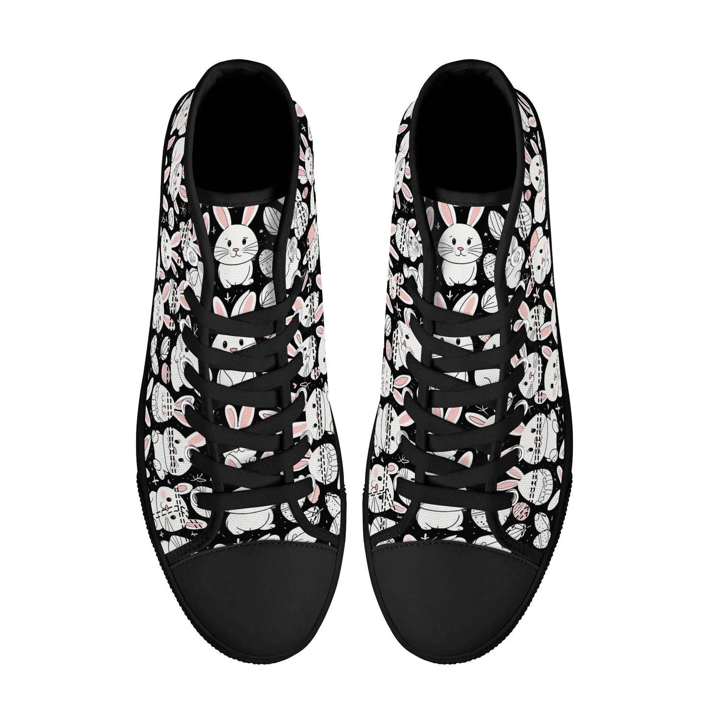 Cute Bunny Women's High Top Canvas Shoes - DeRose Seasonal