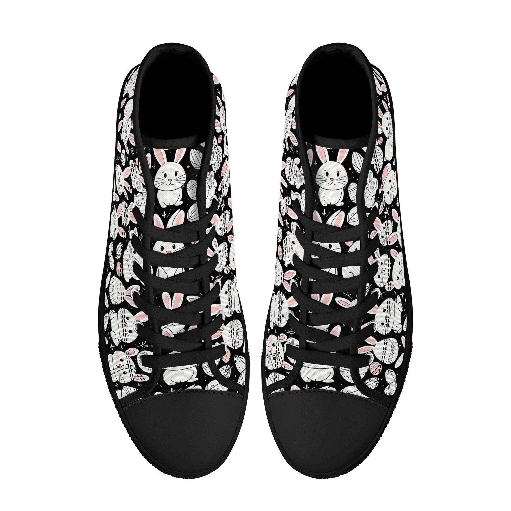 Cute Bunny Women's High Top Canvas Shoes - DeRose Seasonal