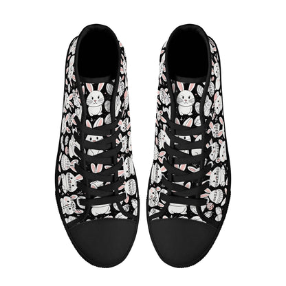 Cute Bunny Women's High Top Canvas Shoes - DeRose Seasonal