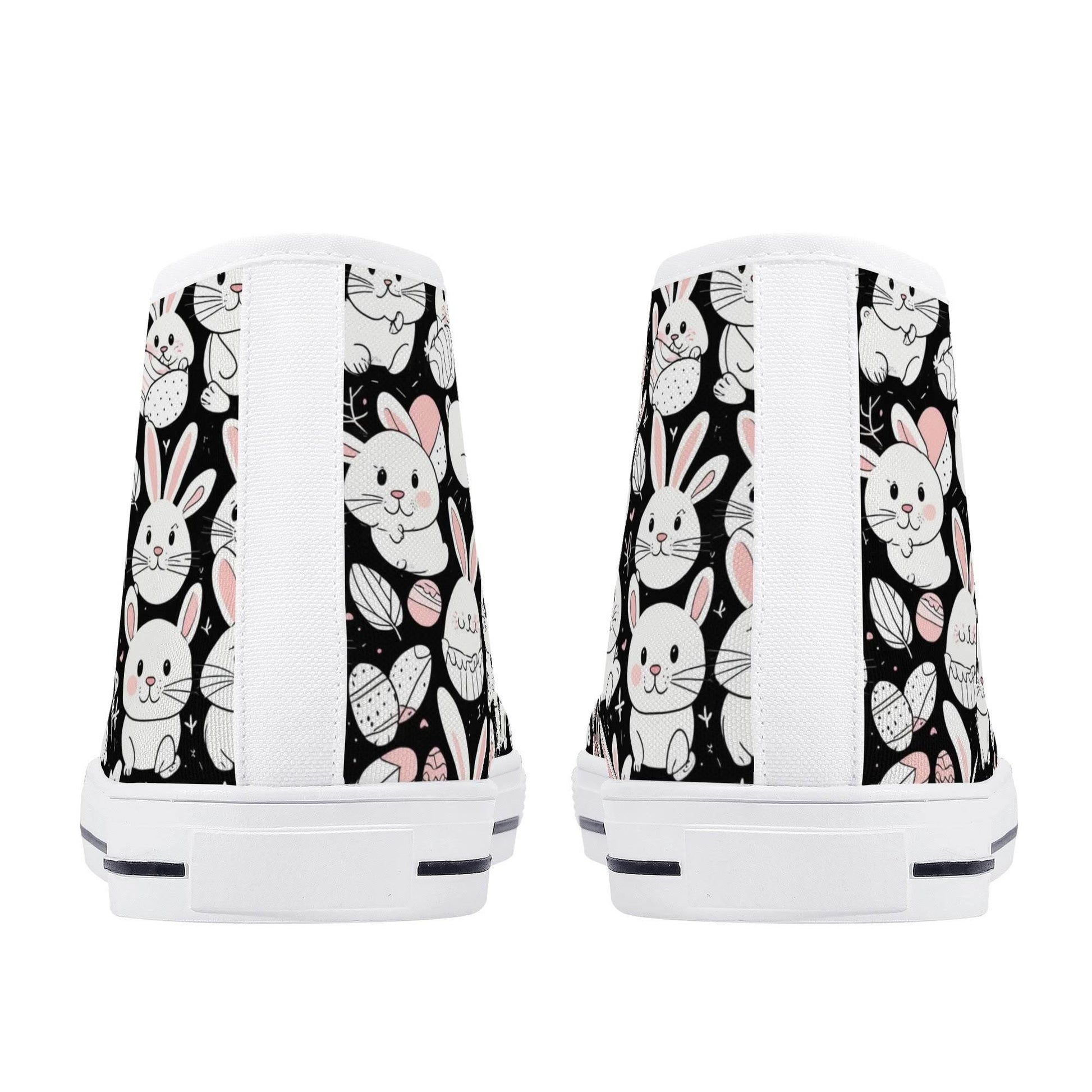 Cute Bunny Women's High Top Canvas Shoes - DeRose Seasonal