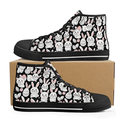 Cute Bunny Women's High Top Canvas Shoes - DeRose Seasonal