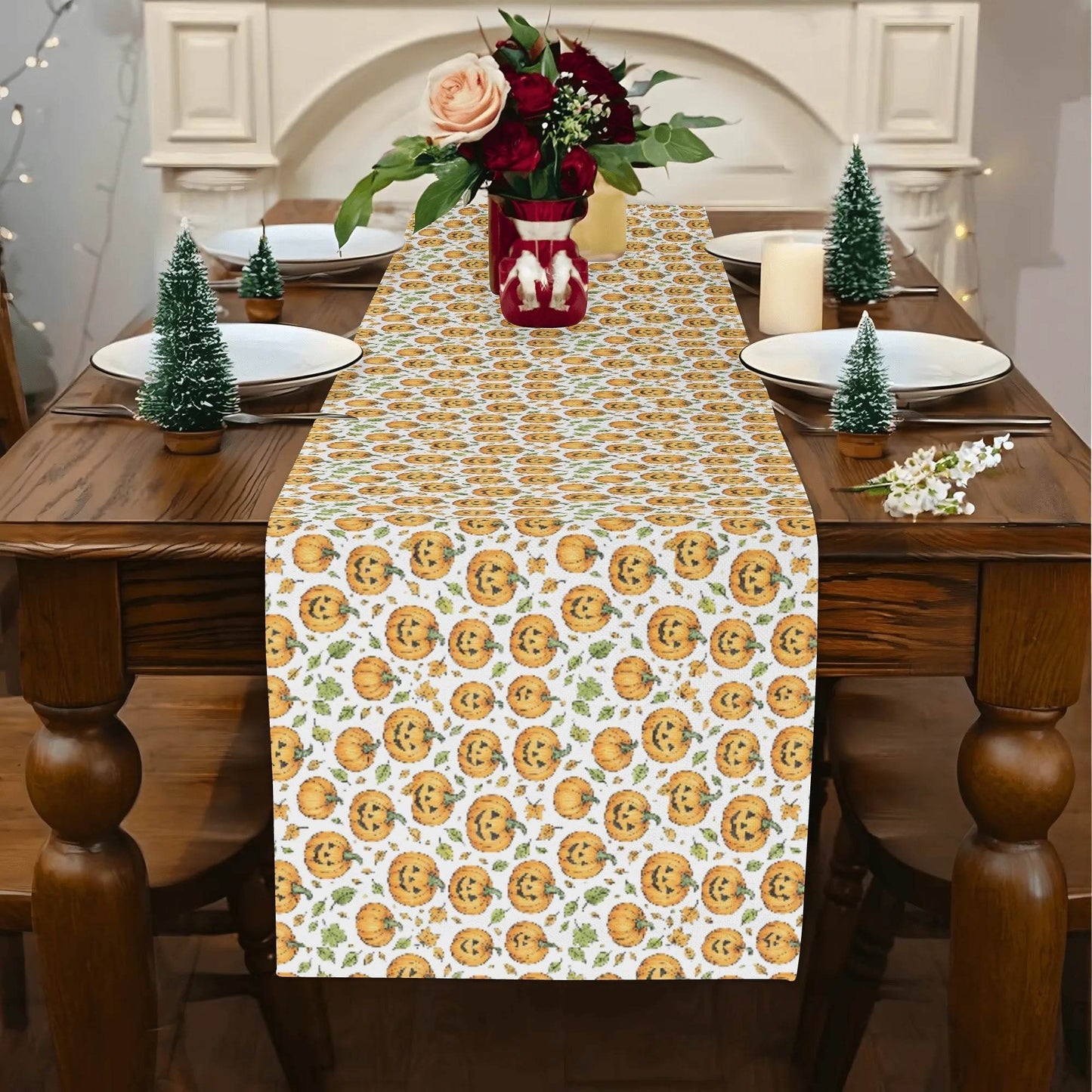 Cute Jack-O-Lantern Polyester Table Runner - DeRose Seasonal