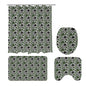 Scribbled Clovers Bathroom Four-Piece Set(Shower Curtain + Toilet Cover Mat + Toilet Foot Mat + Floor Mat)| Polyester - DeRose Seasonal