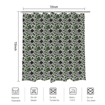 Scribbled Clovers Bathroom Four-Piece Set(Shower Curtain + Toilet Cover Mat + Toilet Foot Mat + Floor Mat)| Polyester - DeRose Seasonal