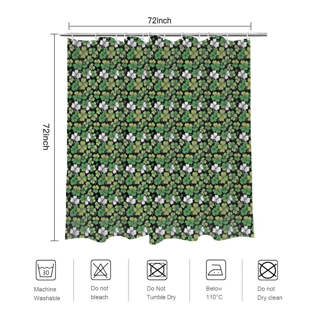 Clover Patch Bathroom Four-Piece Set(Shower Curtain + Toilet Cover Mat + Toilet Foot Mat + Floor Mat)| Polyester - DeRose Seasonal