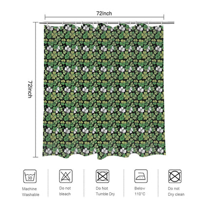 Clover Patch Bathroom Four-Piece Set(Shower Curtain + Toilet Cover Mat + Toilet Foot Mat + Floor Mat)| Polyester - DeRose Seasonal