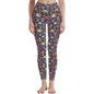 Pastel Floral and Skulls Women's Polyester Yoga pants Leggings - DeRose Seasonal
